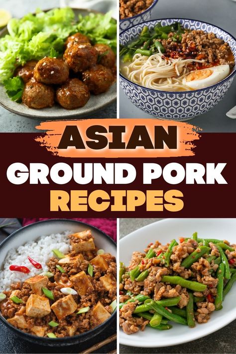 These Asian ground pork recipes are filling, delicious, and so satisfying. From stir-fry to meatballs to noodles, the whole family will gobble up these meals. Ground Pork Teriyaki Bowl, Low Calorie Ground Pork Recipes, Korean Ground Pork Recipes, Ground Pork Ideas For Dinner, Ground Pork Thai Recipes, Grounded Pork Recipes, Ground Pork Stir Fry Noodles, Fresh Ground Pork Recipes, Chinese Ground Pork Recipes