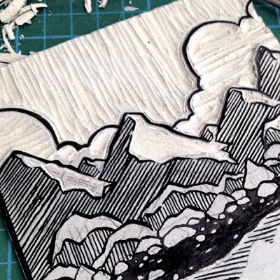 Mat Pringle: Look Out Mountain Look Out Sea linocut print Sea Linocut, Linoleum Printmaking, Relief Printmaking, Linoleum Print, Linocut Printmaking, Lino Art, Relief Printing, Linocut Art, Kunst Inspiration