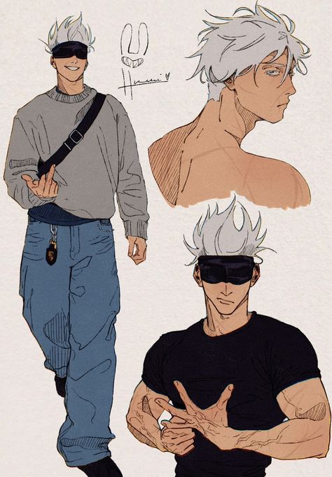 — gojo satoru ; from #jujutsukaisen ! by hunnismoker - twitter Hunnismoker Art, Gojo Streetwear, Catoru Gojo, Gojo Undercut, Gojo Father, Gojo Hair, Gojo Fanart, Jjk Men, Gojo Satoru