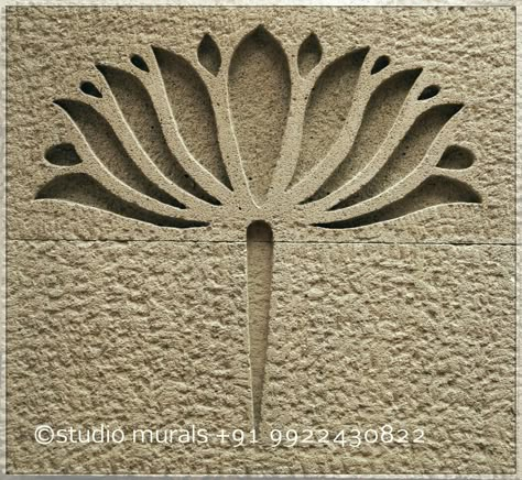 Lotus pattern Carving done in siporex block. #handcrafted #artwork By Studio Murals, pune India Mandir Jali Pattern, Cnc Lotus Design, Lotus On Wall, Siporex Carving, Lotus Artwork, Paper Room Decor, Cnc Pattern, Wall Carvings, Lotus Flower Art