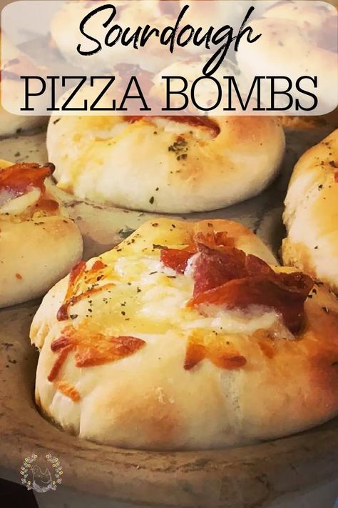 Sourdough Pizza Bombs are the best handheld pizza snack! If you've been looking for the best pepperoni roll recipe, look no further! You've found it! I especially love that you can fill these pizza rolls with your favorite pizza toppings! #sourdoughrecipes #pizzarolls #pepperonirolls #sourdoughpizza #fromscratchcooking #homemaderecipes #achickandhergarden Dough Starter Recipe, Pepperoni Roll, Homemade Sourdough Bread Recipes, Recipe Using Sourdough Starter, Pepperoni Rolls, Sourdough Bread Starter, Dough Starter, Sourdough Starter Discard Recipe, Homemade Sourdough Bread