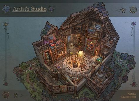 ArtStation - Artist's Studio Fantasy Banquet Hall, Fantasy Builds, Interior Concept Art, The Art Showcase, Art Showcase, Bg Design, Fantasy Rooms, Isometric Art, Location Inspiration