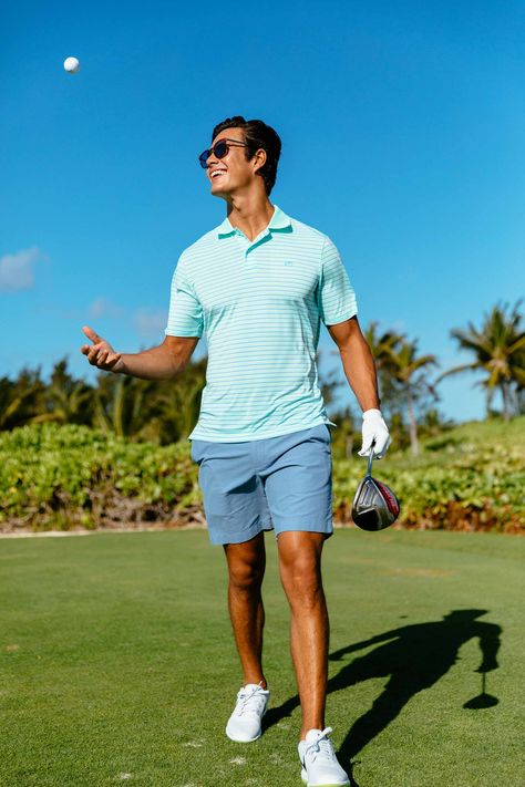 Golf Polo Shirt Outfit Men, Man In Polo Shirt, Men's Golf Fashion, Trendy Golf Outfits Men, Men’s Golf Style, Men’s Golf Attire, Mens Golf Style, Mens Golf Outfit Summer, Polo Shirt And Shorts Outfit Men