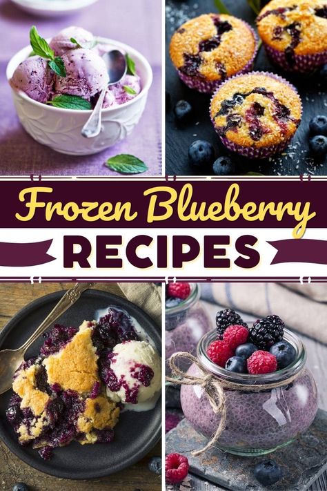 These frozen blueberry recipes make the most irresistible treats! From muffins to pie bars to cheesecake, frozen blueberries are perfect for year-round recipes. Recipes With Almond Flour, Frozen Blueberry Muffins, Frozen Blueberry Recipes, Easy Blueberry Desserts, Blueberry Recipe, Lemon Blueberry Pound Cake, Blueberry Smoothie Bowl, Frozen Fruit Recipes, Homemade Blueberry Pie