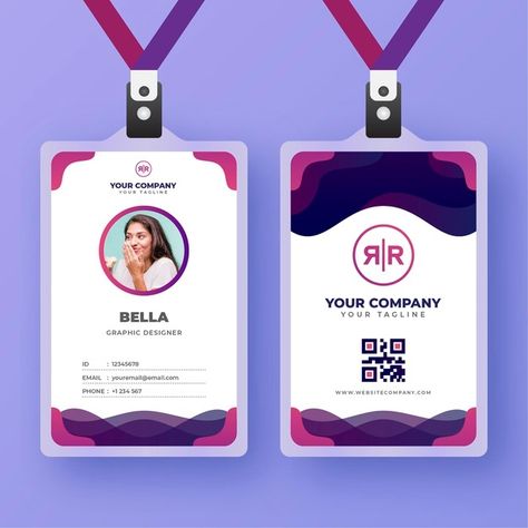Id cards template with photo abstract st... | Free Vector #Freepik #freevector #business #abstract #card #design I.d Template, I D Card Design, Office Card Design, From To Card Design, Id Design Card, Lanyard Card Design, Cute Id Card Template, I Card Design, Employee Card Design