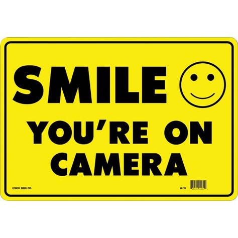 14" x 10" Smile You're On Camera In Smile, Camera Aesthetic, Bedroom Wall Collage, Bold Lettering, Plastic Signs, Sign Materials, Aesthetic Phone Case, God Art, Room Signs