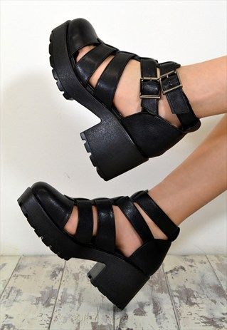 LEXI+Chunky+Heel+Cut+Out+Buckle+Ankle+Boots+Shoes+in+BLACK Fashion Shoes Boots, Buckle Ankle Boots, Boots Women Fashion, Hot Shoes, Chunky Boots, Crazy Shoes, Pretty Shoes, Dream Shoes, Wearing Black