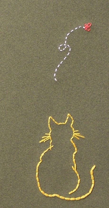 #embroidery #cat Basic Hand Embroidery Stitches, Simple Hand Embroidery Patterns, Textile Art Embroidery, Embroidery Cards, Diy Embroidery Designs, Embroidery Tshirt, Basic Embroidery Stitches, Pola Sulam, Embroidery Stitches Tutorial