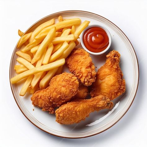 Premium Photo | A plate of fried chicken and french fries with ketchup Fried Chicken Photography, Fries With Chicken, Fries With Ketchup, Fries And Chicken, Chicken And Fries, Fried Chicken Restaurant, Europe Food, Chicken Fries, Chicken And Chips