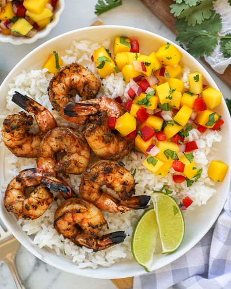 Shrimp With Mango Salsa, Shrimp With Mango, Shrimp Mango, Shrimp Salad Recipe, Jerk Shrimp, Fresh Mango Salsa, Salad Recipes For Dinner, Shrimp Salad, Mango Salsa