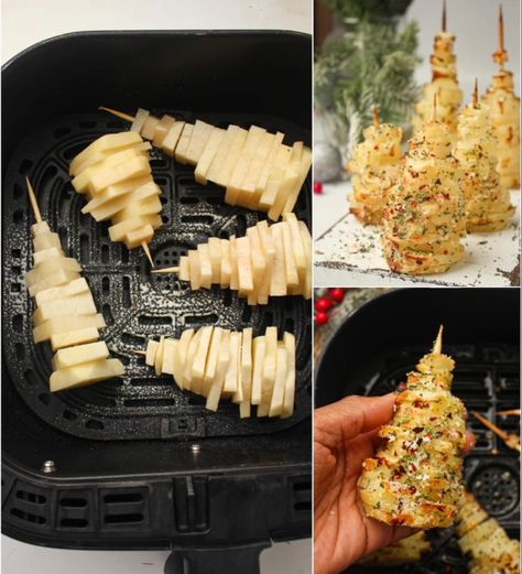 Air fryer Christmas Tree Potatoes Christmas Tree Potatoes, Air Fryer Christmas, Christmas Potatoes, Christmas Menu Ideas, Air Fry Potatoes, Juicy Pork Tenderloin, Food Event, Christmas Food Ideas, Xmas 2022