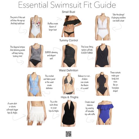 Style tips to help you find a swimsuit that fits and flatters your body including small bust bikinis and one piece, what to wear if you have big hips and thighs, how to hide a tummy Dress Small Chest, Swimsuits For Small Bust, Best Swimsuit Brands, Swimsuit For Small Chest, Busbee Style, Swimsuit For Body Type, Flattering Swimwear, Below The Knee Dresses, Quoi Porter