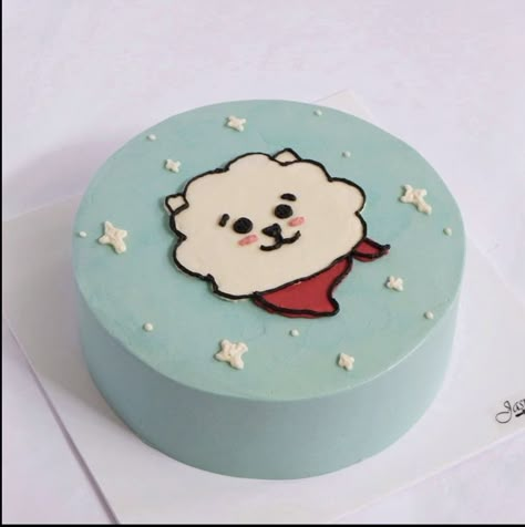 RJ BT21 Seokjin Jin bento cake Rj Bt21 Cake Design, Rj Cake Bt21, Kpop Cookies Ideas, Bt21 Cake Ideas, Bt21 Cake Design, Shooky Bt21 Cake, Tata Cake Bt21, Cake Birthday Korea Cute, Cake Bt 21