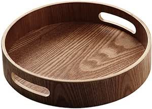 Kitchenware Ideas, Baking Store, Round Wood Tray, Office Desk Organizer, Dinner Tray, Coffee Snacks, Tumblers Cups, Wood Items, Round Serving Tray