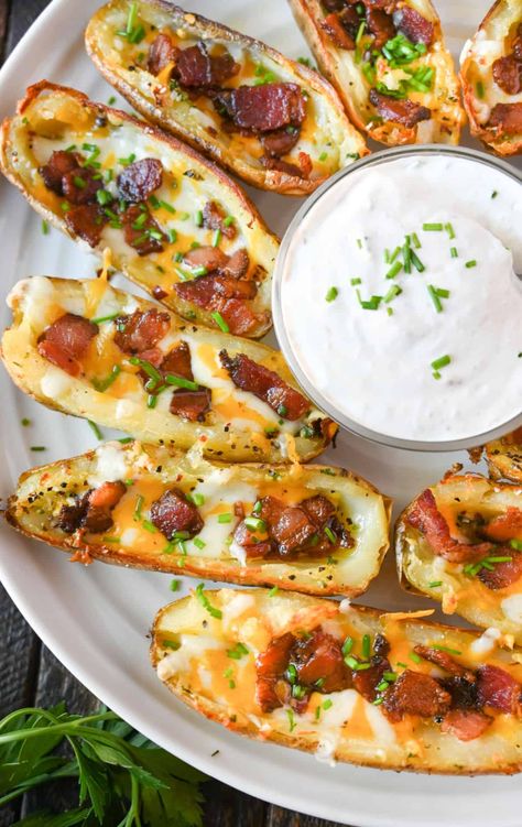 Loaded Potato Skins Recipe, Potato Skins Recipe, Loaded Potato Skins, Potatoe Skins Recipe, Restaurant Inspired Recipes, Tgi Fridays, Loaded Potato Soup, Beef Sliders, Potato Skin