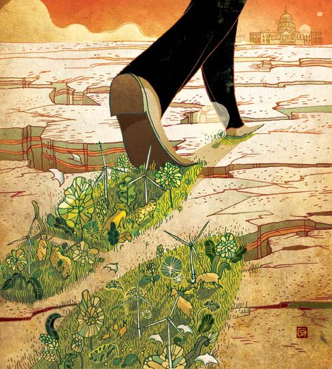 Editorial Illustrations by Victo Ngai for Business and Trade Victor Ngai, Victo Ngai, Storyboard Artist, Art Et Illustration, Drawing Tutorials, Environmental Art, Editorial Illustration, Painting Illustration, Permaculture