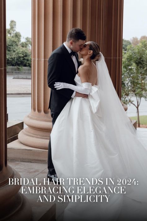 BRIDAL HAIR TRENDS IN 2024: EMBRACING ELEGANCE AND SIMPLICITY Chic Bridal Hairstyles, Sleek Bridal Updo With Veil, Half Up Hair With Veil, Bridal Updo With Veil, Old Hollywood Waves, Floral Wedding Gown, Hollywood Waves, Perfect Hairstyle, Greek Wedding