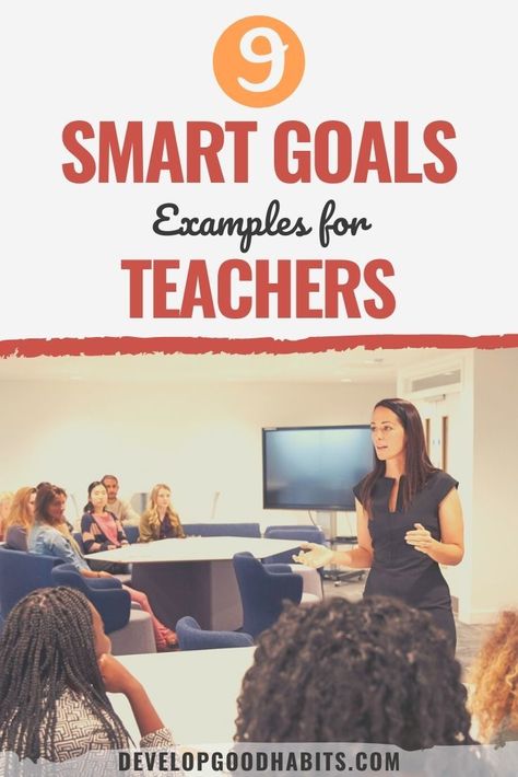 These SMART goal examples for teachers in 2021 will help provide teachers direction to achieve the goals they have for their students and even themselves. Smart goals for teachers classroom management | teacher professional goals examples | student learning smart goals examples via @HabitChange Professional Growth Plan, Professional Development Goals, Childcare Teacher, Smart Goals Examples, Goals Examples, Teacher Development, Classroom Goals, Teacher Evaluation, Goal Examples