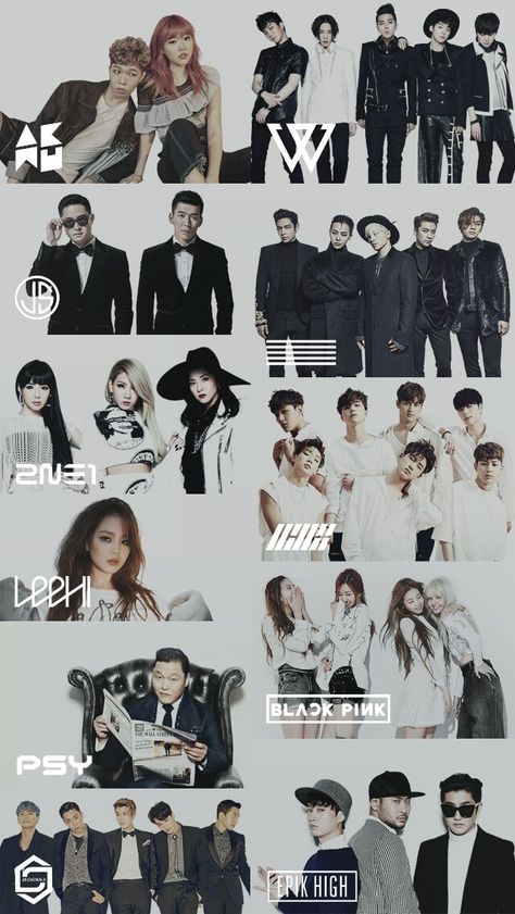 Psy Kpop, Bigbang Wallpapers, Korean Entertainment Companies, Idol Aesthetic, Yg Entertaiment, Ikon Wallpaper, Lee Hi, Yg Artist, Yg Family