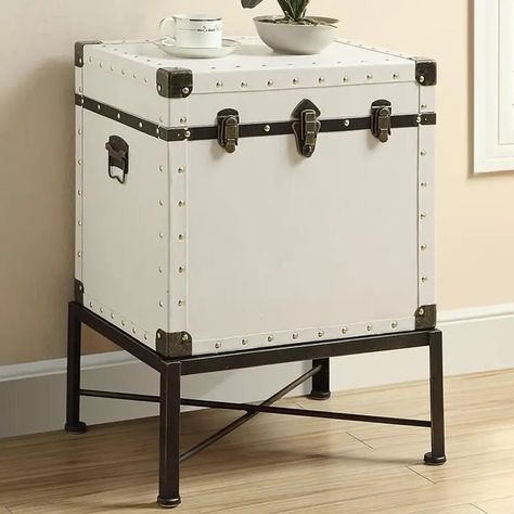 White Bronze Washed Trunk Style Accent Cabinet - Temu White Bathroom Furniture, End Table With Storage, Accent Chests And Cabinets, Storage Trunk, Wayfair Furniture, Coaster Furniture, Table With Storage, End Tables With Storage, Accent Cabinet