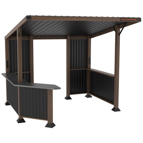 PRICES MAY VARY. Built to Last: Heavy-duty galvanized steel construction and expansion bolts that securely attach this pavilion to a wood deck or concrete patio keep this pavilion in place and ensure it can withstand the elements. Stylish and Durable: The dark, textured steel sides of this pavilion with the lighter heat transferred wood grain detail along the edges provide a stylish contrast that make this pavilion a great aesthetically pleasing addition to any backyard patio. Reversible Bar Cou Outdoor Bar And Grill, Pool Bars, Outdoor Grill Station, Grill Gazebo, Grill Station, Griddle Grill, Backyard Kitchen, Backyard Bar, Bar And Grill