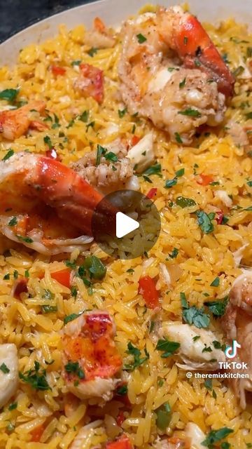 Seafood Network🦞🦐🦀🦑🐙🍤 on Instagram: "Seafood rice 🍚  @theremixkitchen_ ❤️  TIPS: 1. Cook rice and seafood mixture separately, then combine 2. Sauté veggies until translucent m, then add in seafood stock and butter. 3. Once stock and butter starts to simmer and form a sauce, add in seafood during the last 5 mins to avoid overcooking the seafood.  4. Substitute seafood according to your preference  • Store Run 📝  For Rice:  Jasmine rice  Unsalted butter Sazon  Chicken boullion cube Bay leaf   For Seafood Mixture: Shrimp Lobster meat Crab meat Bell Peppers Onions Habanero pepper (optional for spice) Fresh Garlic Unsalted butter Seafood stock (I mixed @betterthanbouillon Lobster base and hot water) Garlic powder Onion powder Black pepper Lemon pepper Old Bay Creole seasoning" Rice With Seafood Recipes, Rice For Seafood, Seafood Rice With Crab And Shrimp, Crab Rice Recipe, Sazon Chicken, Sauté Veggies, Seafood Stuffing, Seafood Rice Recipe, Yellow Rice Recipe