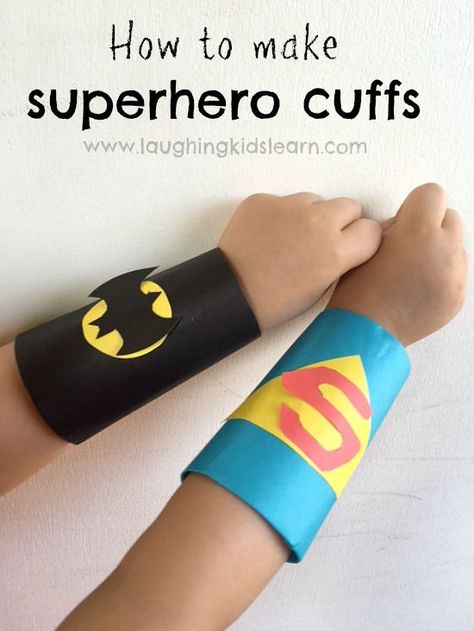 Simple superhero craft for kids. Here is the instructions on how to make Superhero cuffs using toilet rolls tubes, perfect for pretend play and more. Superhero Cuffs, Superhero Craft, Superhero Camp, Make Your Own Superhero, Hero Crafts, Superhero Crafts, Toilet Paper Roll Crafts, Paper Roll Crafts, Crafts For Boys