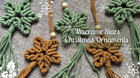 15 Easy Diy Macrame Xmas Decorations, Easy Macrame Star Tutorial, Macrame Ornaments Tutorial, Easy Diy Ornaments Christmas, Macrame Star Tutorial, Macrame Star Ornament, Macrame Stars, Gathering Knot, Easy Macrame