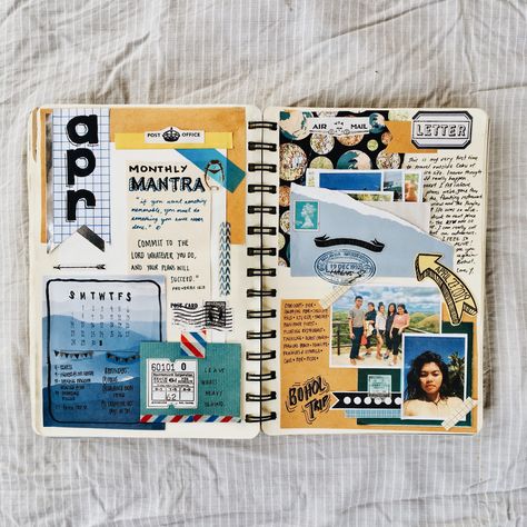 Journey Scrapbook Ideas, April Spread, Travel Photo Book, Colorful Scrapbook, Travel Journal Ideas, Nature Scrapbook, Photo Album Journal, Travel Journal Scrapbook, Holiday Scrapbook