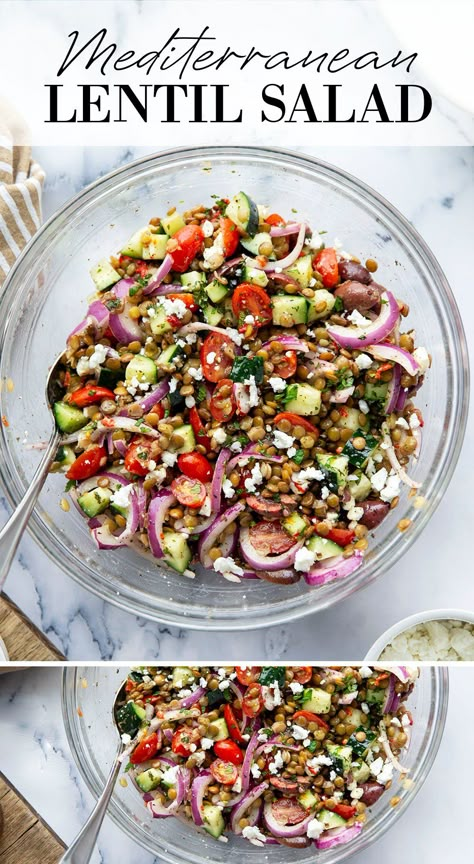 Mediterranean Lentil Salad, Mediterranean Recipes Healthy, Mediterranean Diet Recipes Dinners, Salads Bowls, Easy Mediterranean Diet, Mediterranean Diet Meal Plan, Easy Mediterranean Diet Recipes, Mediterranean Meals, Lentil Salad