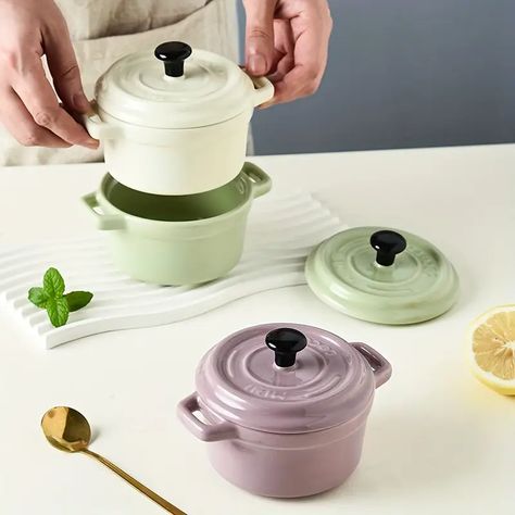 Ceramic Bowls Lids Mini Double Ear Bowls Small Bowls Yogurt - Temu Soup Bowls With Handles, Egg Bowl, Steamed Eggs, French Onion, Food Bowl, Tableware Accessories, Kitchen Supplies, Baby Food, Soup Bowl