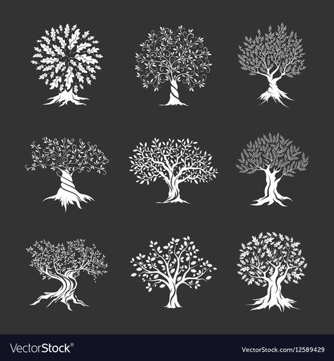 Oak Tree Logo Design, Oak Tree Silhouette, Trees Silhouette, Tree Logo Design, Plant Vector, Belle Silhouette, Tree Logos, Star Background, Oak Trees