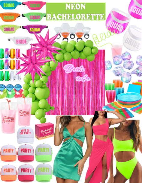 Amazon bachelorette essentials. Click to shop Glow Bachelorette Party, 90s Themed Bachelorette Party, Neon Bachelorette Party, Themed Bachelorette Party Ideas, 90s Bachelorette Party, Neon Bachelorette, 90s Bachelorette, Classy Bachelorette Party, Miami Bachelorette Party