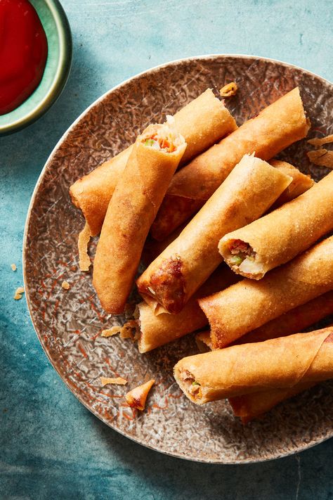 Lumpia Shanghai Recipe - NYT Cooking Lumpia Shanghai, Shanghai Food, Banana Ketchup, Fried Spring Rolls, Light Meals, Overripe Bananas, Nyt Cooking, Hot Oil, Food Inspo