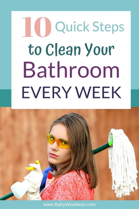 10 quick steps to clean your bathroom every week. How to quickly clean the bathroom. Get the bathroom clean in 15-20 minutes each week. Great bathroom cleaning tips and routine for busy moms. Bathroom cleaning tips. Cleaning hacks and tips for the bathroom. #cleaningtricks #cleaninghacks #cleaningbathroom Bathroom Cleaning Schedule, Natural Toilet Cleaner, Bathroom Cleaning Tips, Clean The Bathroom, Clean Your Bathroom, Fresh Bathroom, Relaxing Bathroom, Clean Bathroom, How To Clean Mirrors