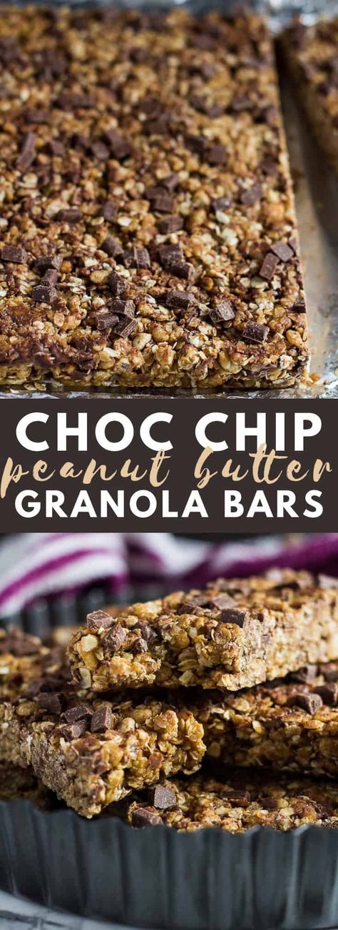 Chocolate Chip Granola Bar Recipe, Chewy Chocolate Chip Granola Bars, Granola Bar Recipe Chewy, Peanut Butter Granola Bars, Chocolate Chip Granola, Chocolate Chip Granola Bars, Smoothies Vegan, Chewy Granola Bars, Granola Recipe Bars