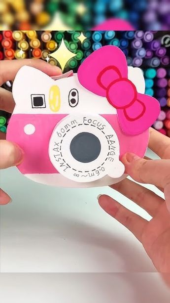 DIY Sanrio Camera｜Paper Craft Ideas 산리오 #shorts #cute #art #craft #diy #papercraft Sanrio Camera Paper, Hello Kitty Crafts Template, Cute Sanrio Crafts, Camera Paper Craft, Sanrio Camera, Hello Kitty Papercraft, Sanrio Paper Craft, Sanrio Paper, Sanrio Crafts