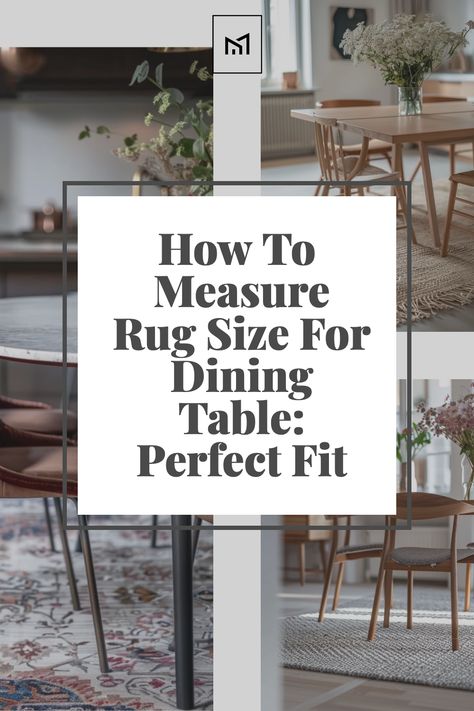 Discover how to measure rug size for your dining table to ensure a perfect fit. Learn the rule of thumb for selecting a rug that extends at least 24 inches beyond the table on all sides, allowing chairs to remain on the rug even when pulled out. This guide provides instructions on measuring your dining area and table, and tips on choosing a rug shape that complements your room's dimensions and furniture layout. Rug Size Guide Dining Room, Area Rug Size Guide Dining, Round Dining Table Rug Size Guide, Kitchen Table Rug Size Guide, Dining Table Area Rug, Dining Room Table Rug Size, Kitchen Table Area Rug, Size Rug For Dining Table, Dining Area Rug Ideas