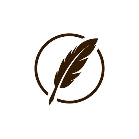 Feather quill pen golden ink logo Royalty Free Vector Image Logos, Quill Logo, Pen Logo, Feather Icon, Feather Quill Pen, Ink Logo, Feather Logo, Vintage Fountain, Feather Quill