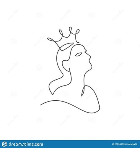 One Line Illustration, One Line Tattoo, Crown Drawing, Purple Books, Crown Tattoo Design, Queen Tattoo, Silhouette Tattoos, Design Silhouette, Single Line Drawing