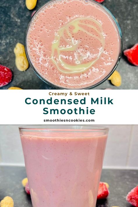 Condensed Milk Smoothie Condensed Milk Smoothie, Condensed Milk Drinks, Milk Smoothie Recipes, Strawberry Banana Smoothie Without Yogurt, Strawberry Banana Smoothie With Yogurt, Strawberry Banana Smoothie No Yogurt, Mixed Fruit Smoothie, Strawberry Banana Yogurt Smoothie, Strawberry Mango Smoothie