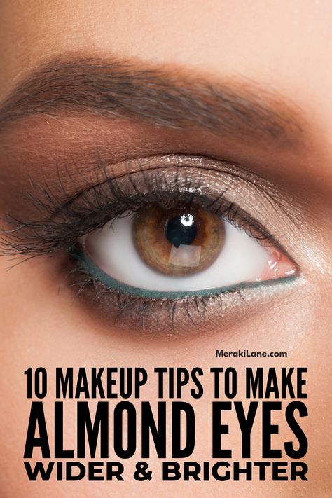 10 Almond Eye Makeup Hacks to Accentuate Your Look | When someone has almond eyes, it means the iris of their eyes touch both their top and bottom eyelids and you can only see the whites of their eyes on the sides. If this sounds like you, click for our best makeup application tips and hacks, step by step tutorials, plus our favorite eye products to accentuate the shape of your eyes. From smokey eye tips, to eyeliner application ideas, to drugstore mascaras you'll love, this post has it all! Almond Eye Shape Eyeliner, Eyeshadow For Almond Shaped Eyes, Round Eyes Makeup Eyeliner, Eye Makeup For Almond Shaped Eyes, Roundish Almond Eyes Makeup, Makeup For Almond Shaped Eyes, Eye Makeup For Almond Eyes, Makeup For Almond Eyes, Almond Eyes Makeup