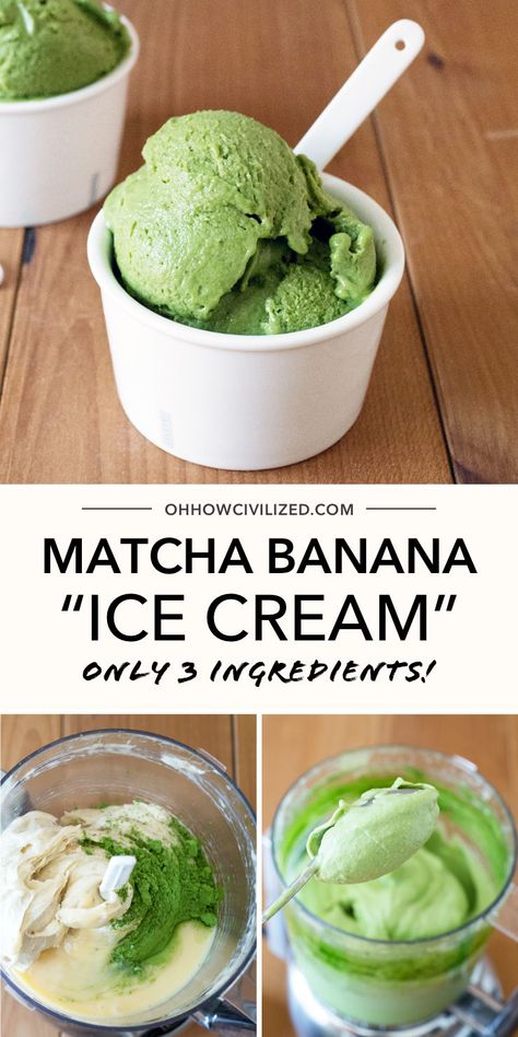 Matcha Banana "Ice Cream" - Nice Cream with Only 3 Ingredients! Matcha Nice Cream, Macro Food, Make Matcha, Matcha Green Tea Recipes, Farm Recipes, Nice Cream Recipe, Banana Nice Cream, Green Tea Recipes, Frozen Bananas