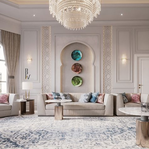 Marocco Interior Design, Living Room New Classic, Islamic Majlis, Majles Design, Marocco Interior, Modern Islamic Interior, Islamic Living Room, Arabic Living Room, Arabic Interior Design