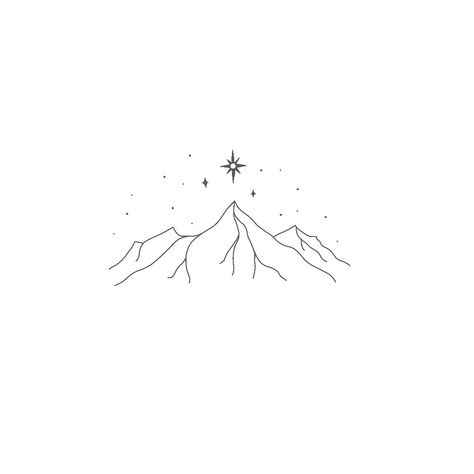 Stars Line Tattoo, Tattoos Simplistic, Moutain Tattoos, Book Inspired Tattoos, Small Mountain Tattoo, Minimal Mountain, Tattoo Line Art, Simple Line Tattoo, Tattoos Pretty