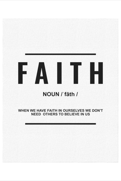 Discover the art of inspiration with our motivational, inspirational or positive "Faith Definition" canvas. Add a positive touch to your home or office decor with these inspiring quotes, carefully crafted to uplift your spirits. Let the walls speak of creativity and motivation, making a bold statement in any space. Unleash the power of positivity and surround yourself with meaningful art that sparks joy and drives success. Definition Of Faith, Faith Definition, Faith Board, Inspirational Quote Wall, Inspirational Quotes Wall Art, Meaningful Art, Sparks Joy, Quote Wall Art, Power Of Positivity