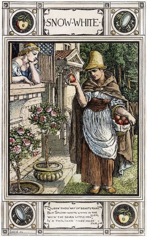 Brothers Grimm Snow White, Snow White Book, Apple Drawing, Snow White Art, Snow White Queen, Brothers Grimm Fairy Tales, Poisoned Apple, The Brothers Grimm, Fairy Tale Art