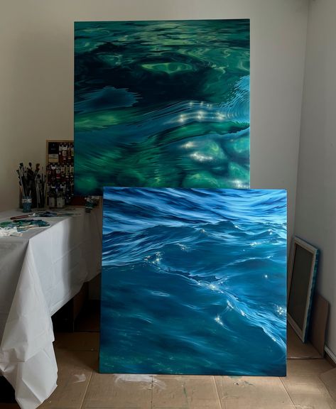 Green💚 or blue 💙? Green And Blue Painting, Art Connection, Oil Painting Inspiration, Sea Photo, Sea Painting, Water Art, Realistic Paintings, Book Art Diy, Ocean Painting