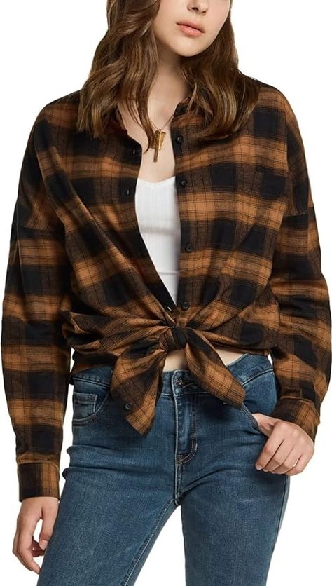 Amazon.com: CQR Women's Plaid Flannel Shirt Long Sleeve, All-Cotton Soft Brushed Casual Button Down Shirts : Clothing, Shoes & Jewelry Flannel Women, Fall Capsule Wardrobe, Traditional Pattern, Plaid Flannel Shirt, Shirt Long Sleeve, Plaid Flannel, Cotton Flannel, Flannel Shirt, Plaid Shirt