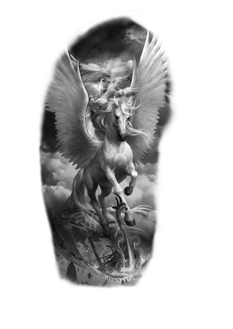 Greek Mythology Pegasus Tattoo, Pegasus Tattoo Design, Exodus Tattoo, Thestral Tattoo, Valhalla Tattoo, Ladies Tattoo, Hercules Tattoo, Pegasus Tattoo, W Tattoo